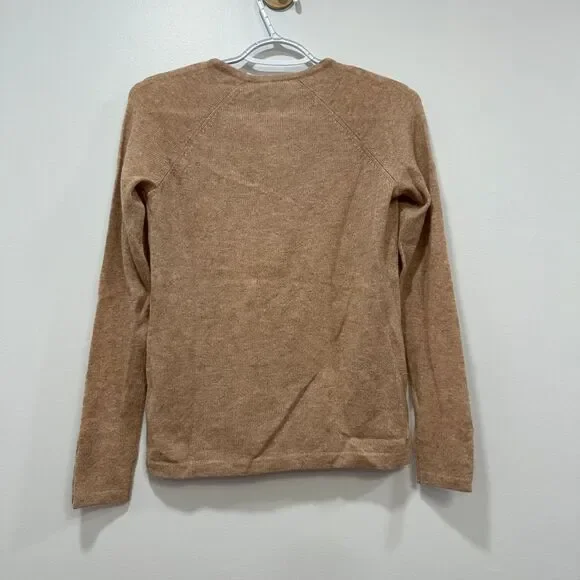 J Mclaughlin Womens Jamey Pullover Sweater Cashmere Tan Knit Long Sleeve Crew XS - Picture 7 of 8